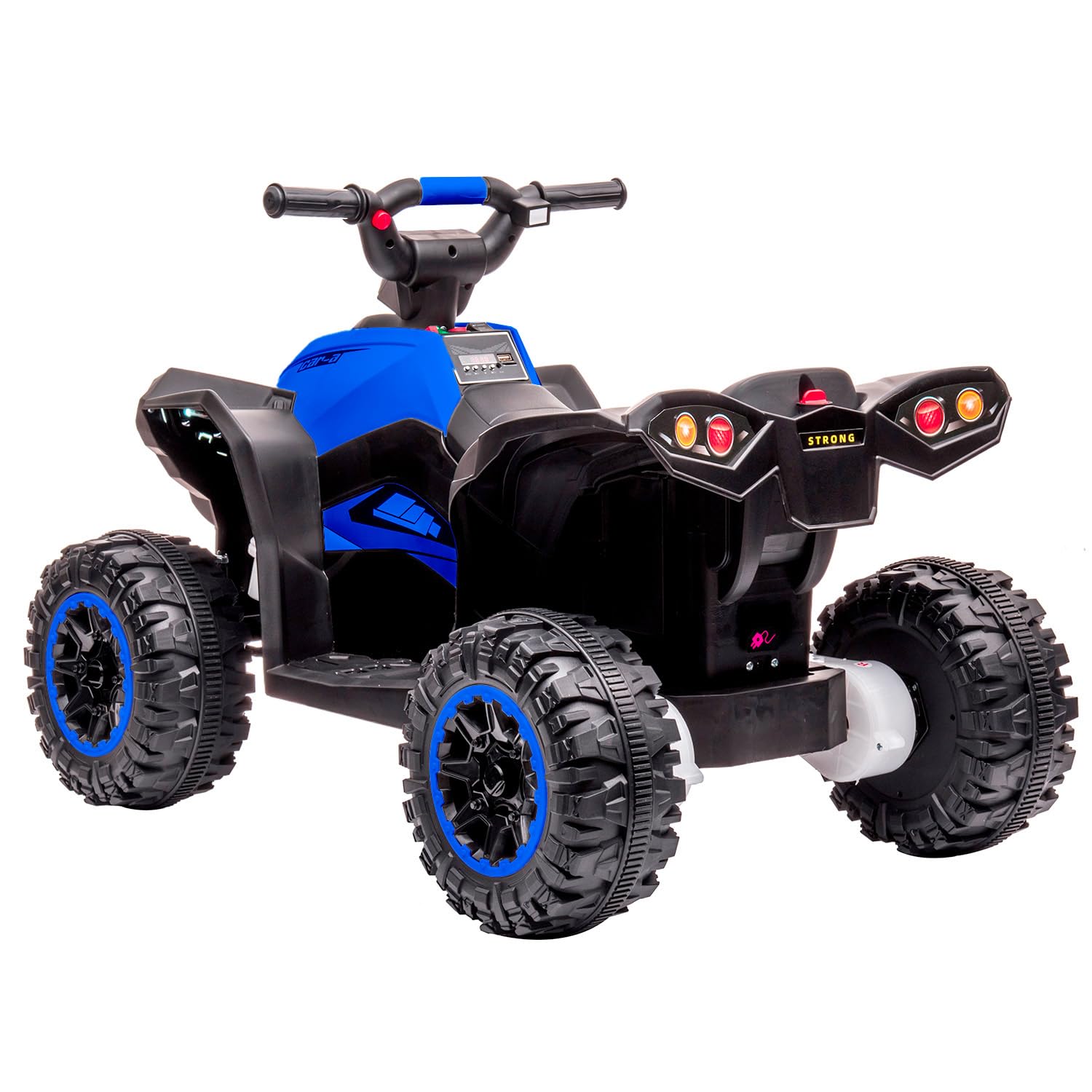 BRICOZONE Quad Elettrico Per Bambini 12V ATV Con Doppio Motore 35W Luci LED Musica MP3 USB Due Velocità 3 6 Km H Per Bambini 3 5 Anni (Blu)