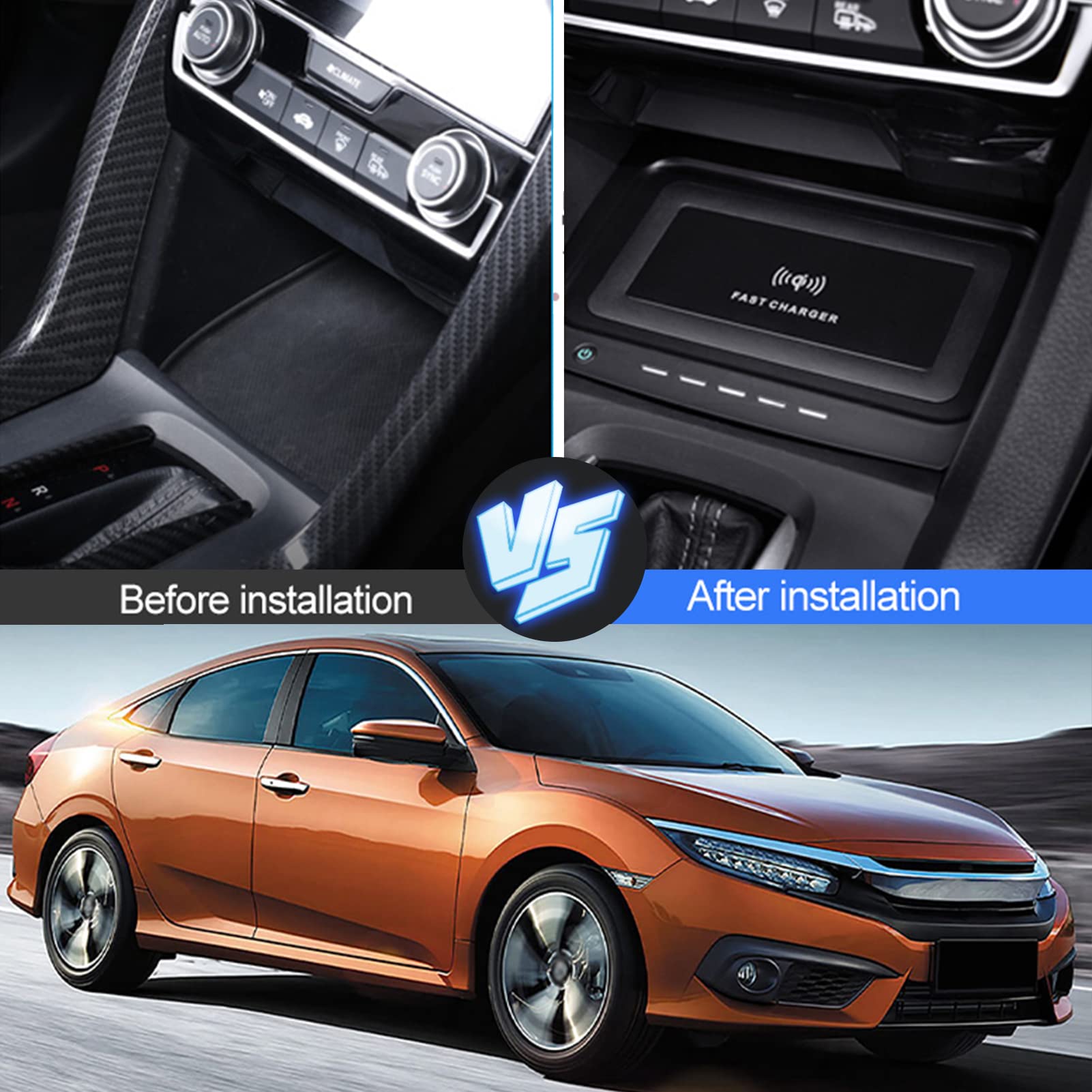 Honda Civic 2023 Accessories 15W Wireless Charger For 2022-2025