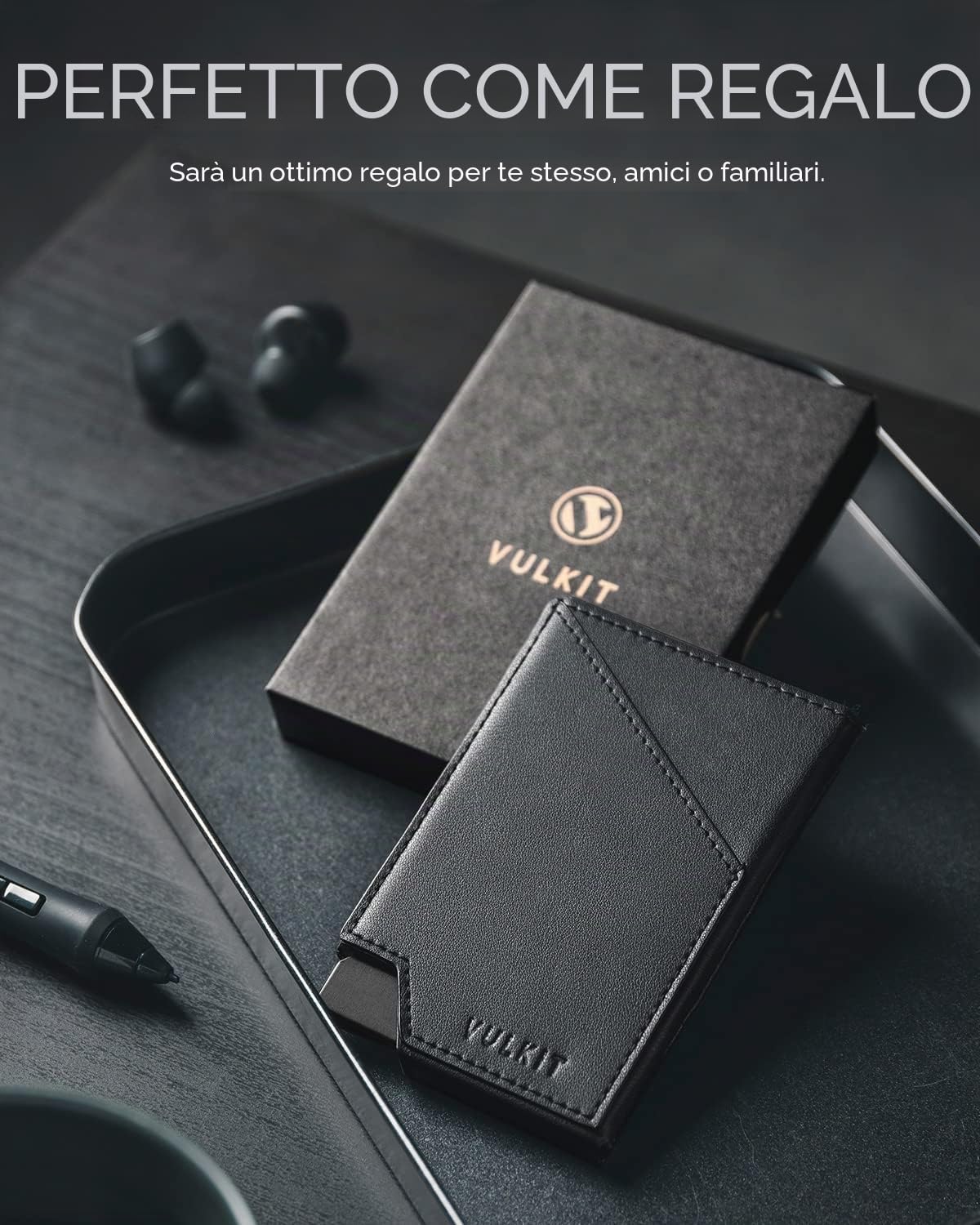VULKIT Pop-up Porta Carte Portafoglio RFID Blocking Sottile Custodia Porta Carte di Credito in Alluminio con Tasca per Soldi Aziendali per Carte di Credito Banconote e Monete