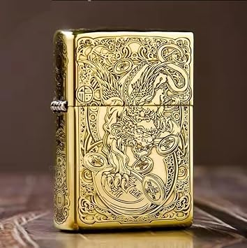 ZORRO 902 Brass Windproof Lighter Refillable Flint Wheel, Universal Kerosene Core, Vintage Style for Daily or Gift Use 5-Sided PX