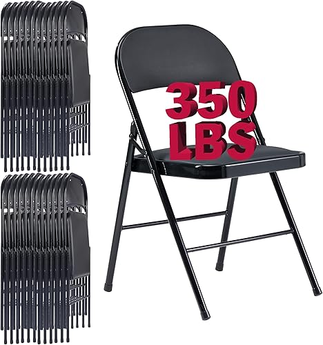 Miniatura 15 de Sillas plegables negras con cojín, paquete de 6, sillas plegables con respaldo acolchado y marco de acero, portátiles, apilables comerciales para