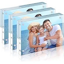 HOUSE DAY Acrylic Picture Frames 4x6, 3 Pack Magnetic 4 x 6 Picture Frame, Double Sided Clear 4x6 Photo Frame with Microfiber Cloth, Frameless FreeStanding 4x6 Frame Gift for Desktop Display