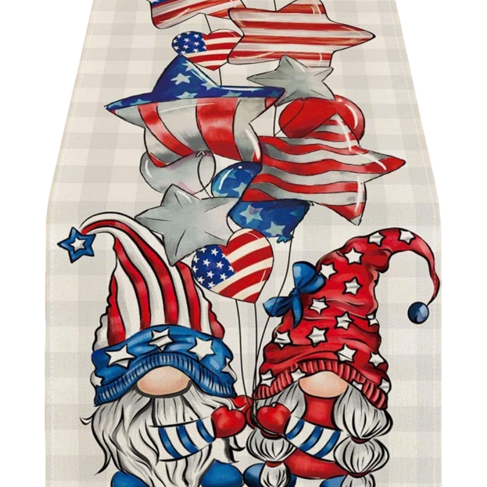 Hredwep 33X183Cm Linen Table Runner with Patriotic Star and for 4Th of July Independences Day Kitchen Decorations
