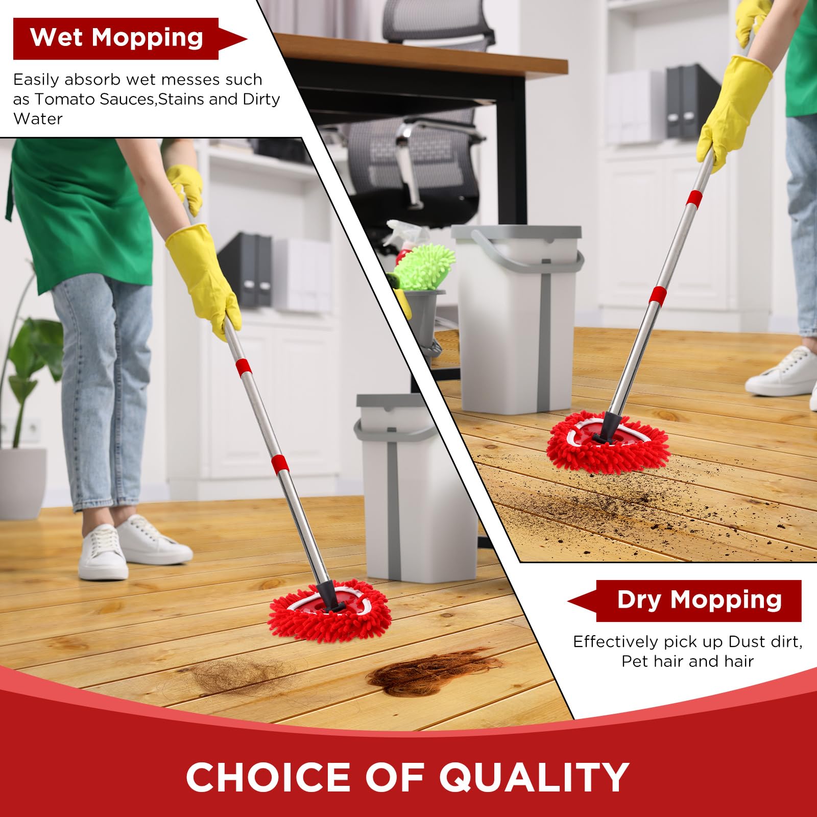 Baderke Paquete de 3 cabezales de fregona compatibles con el sistema O-Cedar Easy Wring de 1 tanque, reutilizable, cabezal de repuesto de fregona de felpilla lavable, repuesto para limpieza de suelos