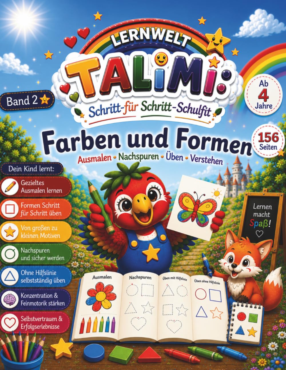 Farben und Formen lernen für Kinder ab 4 Jahren - TALiMi Band 2: Vorschule Übungsheft/ Formen erkennen, Farben lernen, nachspuren und ausmalen lernen/ ... - Lernreihe Schritt für Schritt schulfit)