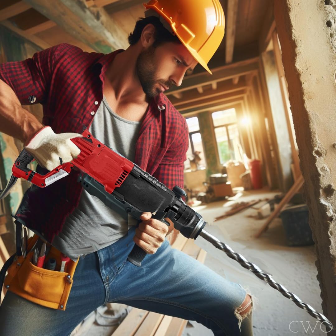 Rotary Hammer Compatible with Bauer Corded 8.5 Amp, 1 in SDS-Type Multi-Speed Rotary Hammer (2142E-EB) Compatible with Bosch, Dewalt, Milwaukee, Hilti and More SDS-plus shank drill bits & accessories