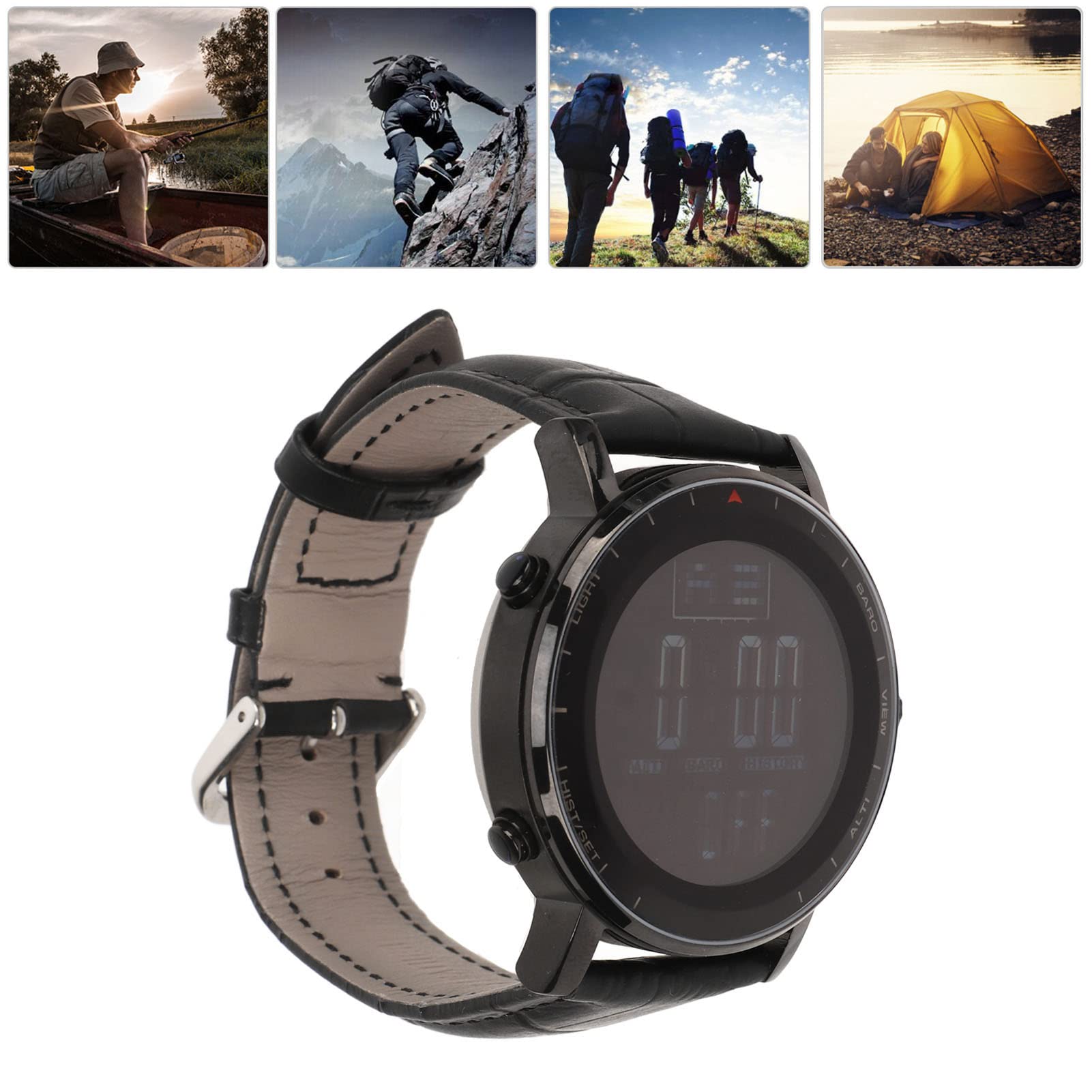 POENVFPO Orologio Barometro da Pesca, Altimetro, Bussola, Termometro, Metallo Impermeabile, Orologi a Clip con Meteo