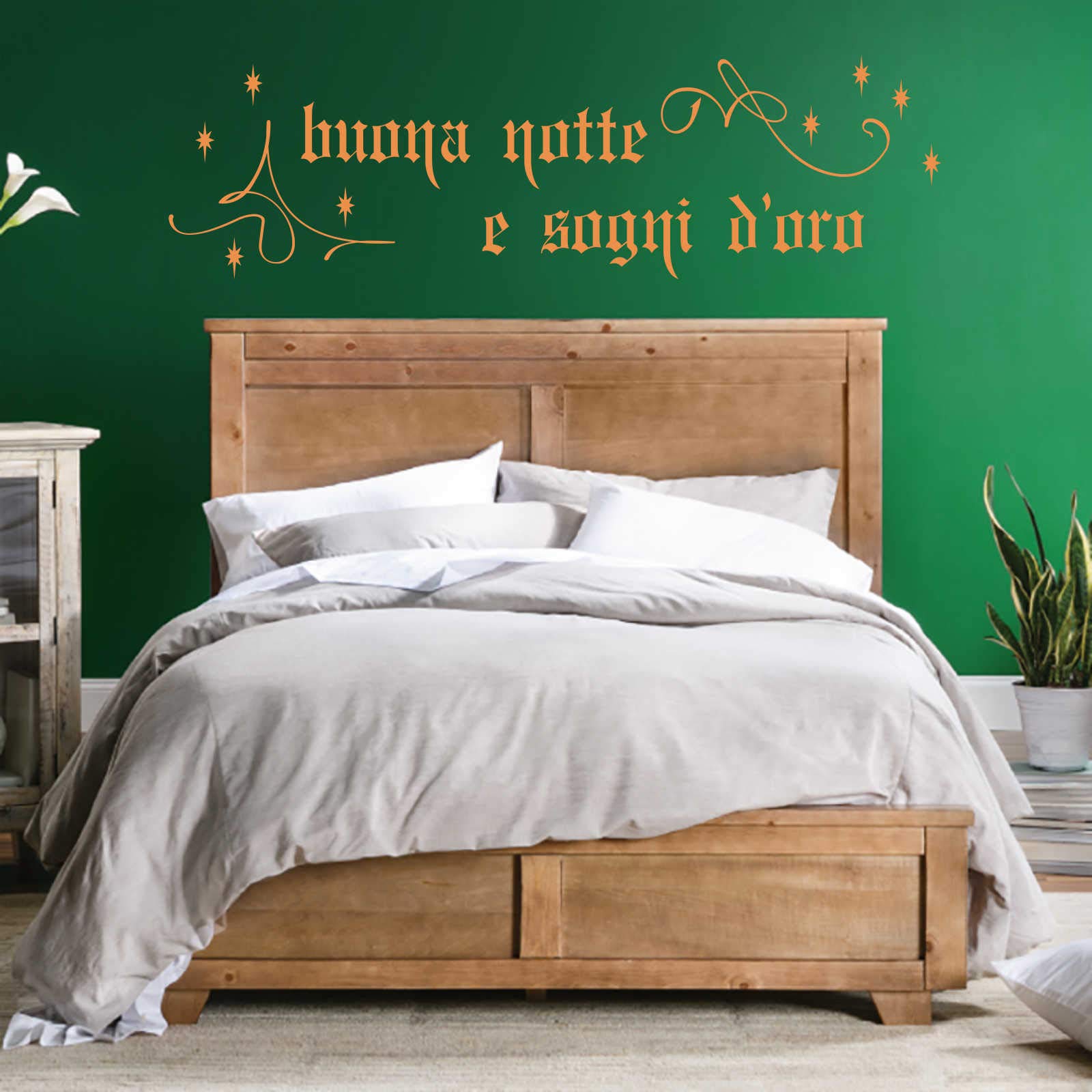 INDIGOS UG - Decalcomanie da muro - adesivi da parete - Murale - Buona Notte - 120 cm x 36 cm arancione - Decorazione per soggiorno, camera dei bambini, ufficio, scuola