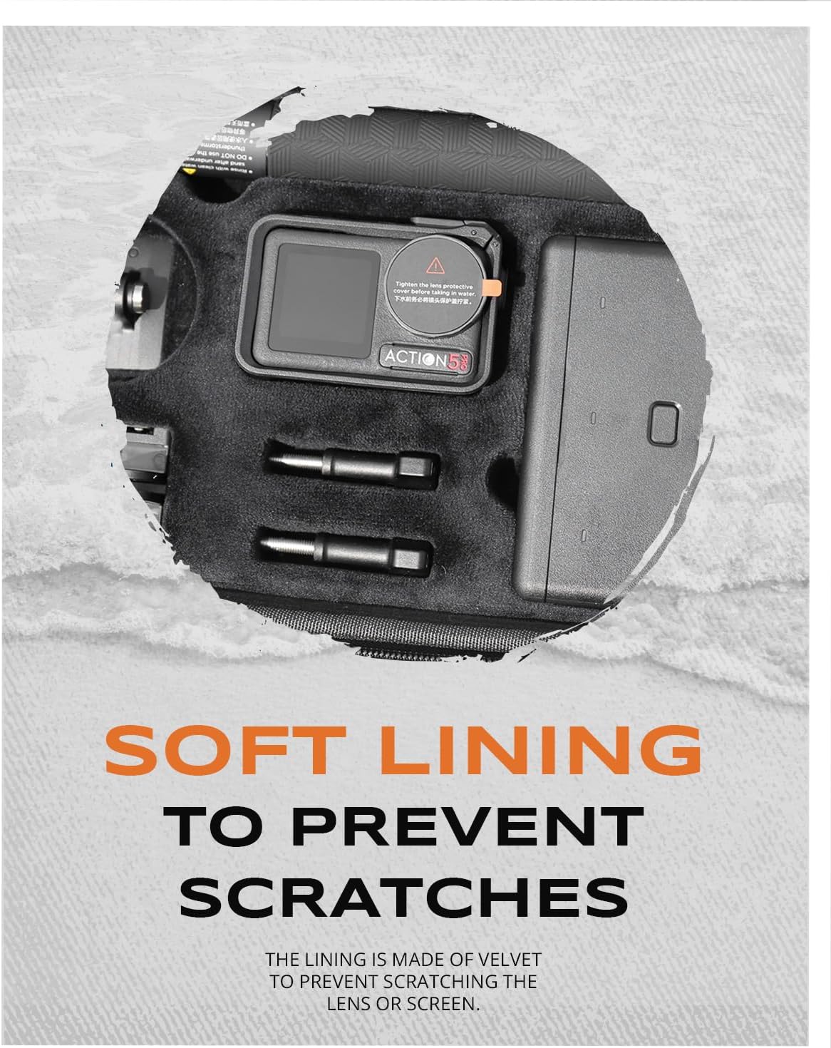 Semaiki Large Carrying Case for DJI Osmo Action 5 Pro/4/3/6 and Accessories,Surface Waterproof Camera Case,Portable Travel Case with Detachable Strap,Black - Image 3