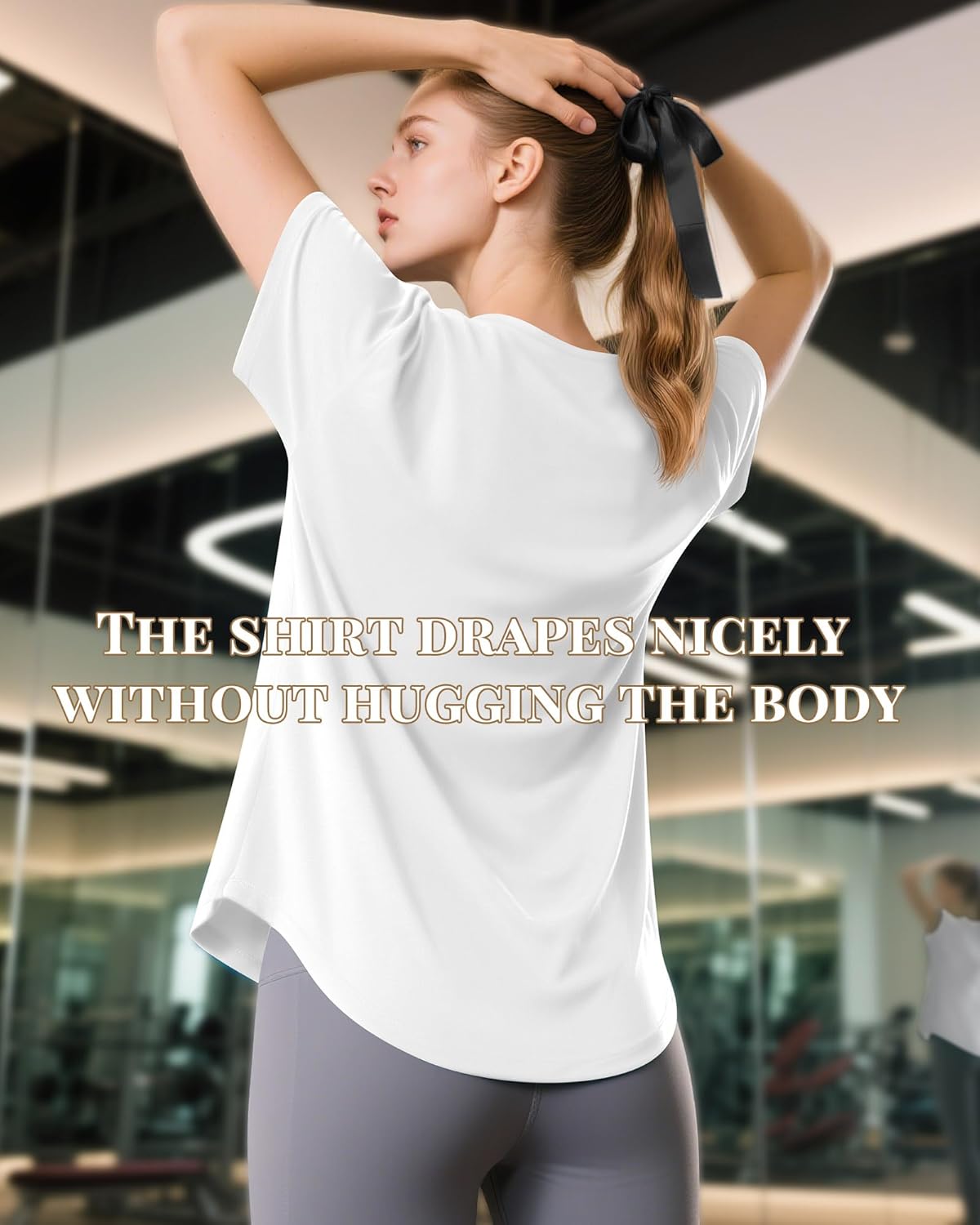 4 Pack Women's Quick Dry Workout Tops Exercise V Neck Short Sleeve Gym Side Slits Curved Hem UV Shirts - Image 4