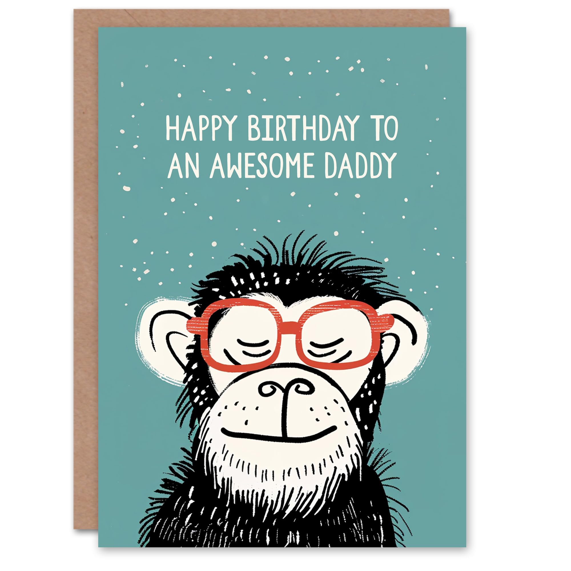Happy Birthday Card to an Awesome Daddy Cheeky Chimp Nerd Chimpanzee Monkey