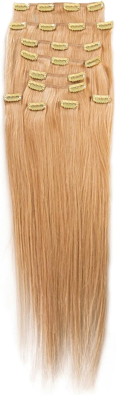 Sono 1 Count 140 g 16" Clip-in Straight Sono 1 Count 100% Human Hair Extensions, 24 Light Gold Blonde