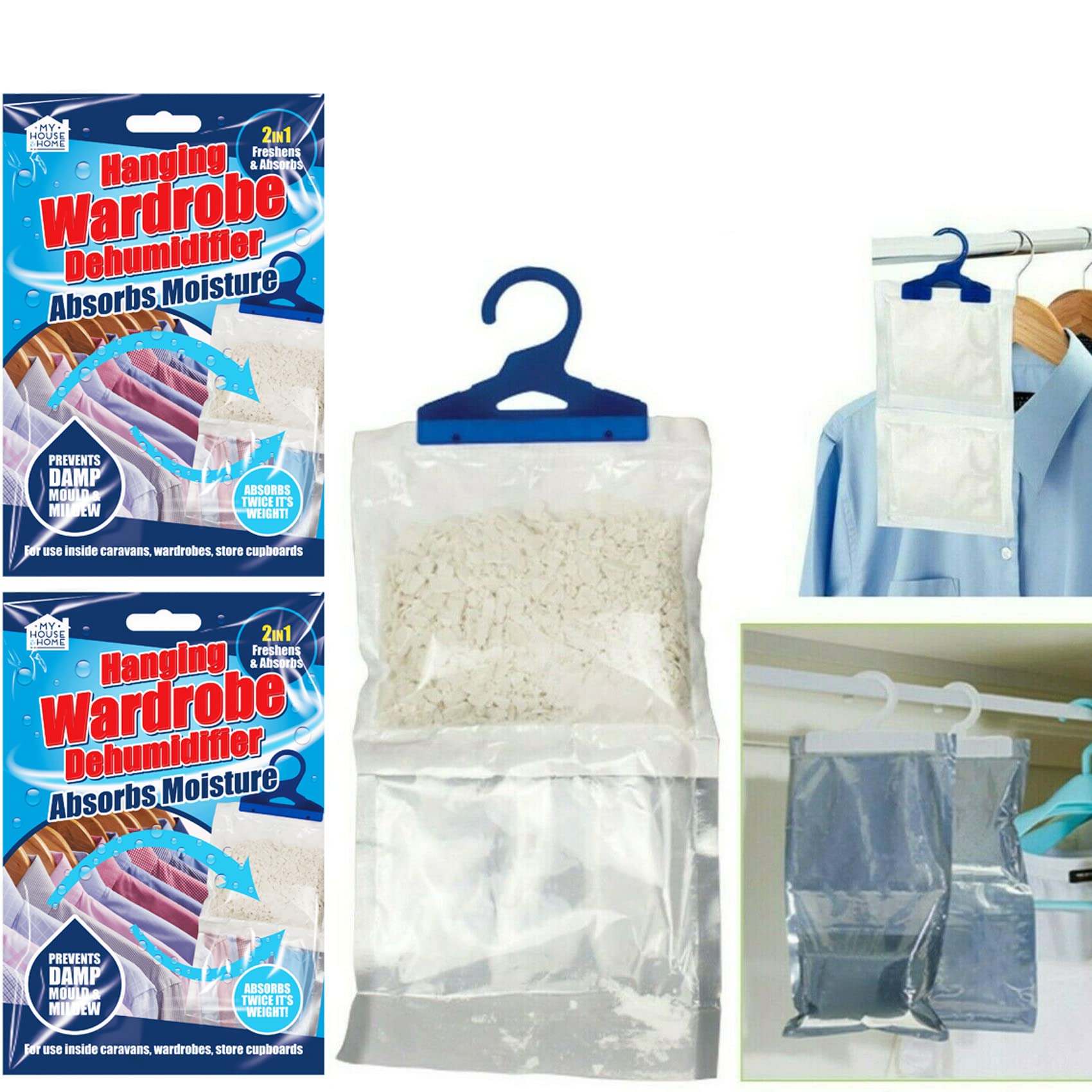 GEMS 20 | 10 5 2 1 x Hanging Wardrobe Dehumidifiers Interior Mould Trap Moisture Absorber Garage Damp Basement Humidity Catch Caravan Cupboards (20 Dehumidifiers)