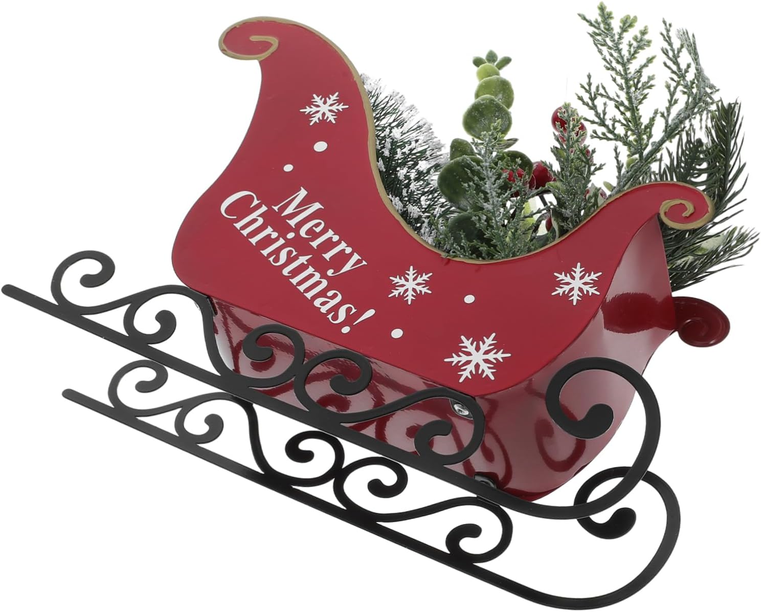 Christmas Sleigh Decor Iron Tabletop Figurine for Xmas