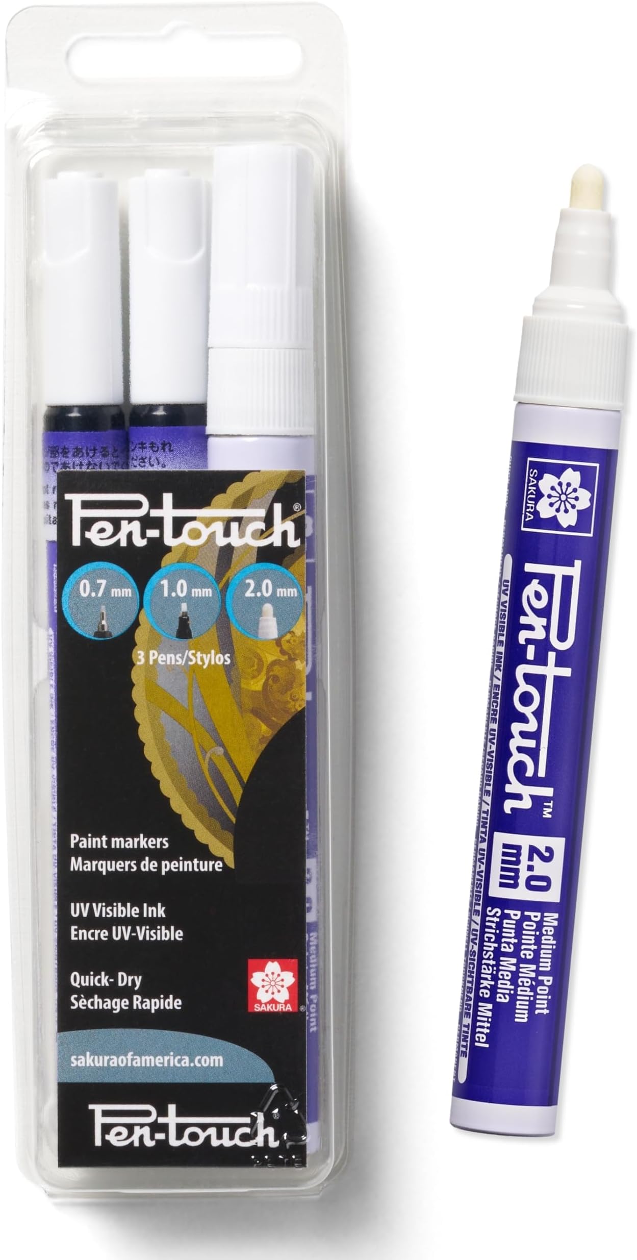 SAKURA Pen-touch UV Paint Markers, Ass't Tips, 3 PK #42000