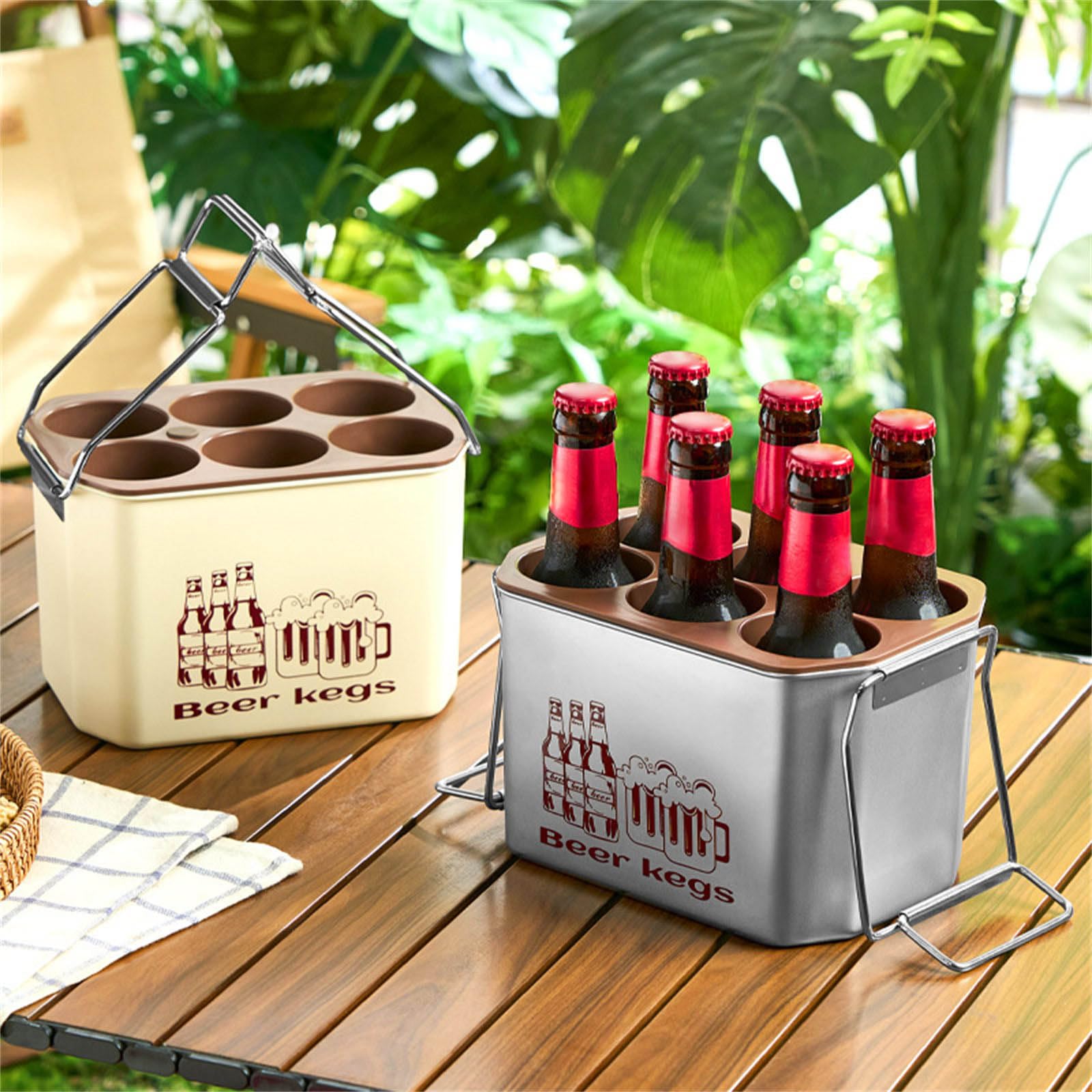 Refrigeratore portatile per bevande in acciaio inox, refrigeratori per birra, lattine e portabottiglie isolati per feste e picnic