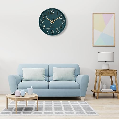 Miniatura 2 de Lumuasky Reloj de pared, funciona con pilas, moderno, analógico, silencioso, sin tictac, decorativo, para escuela, oficina, aula, dormitorio,