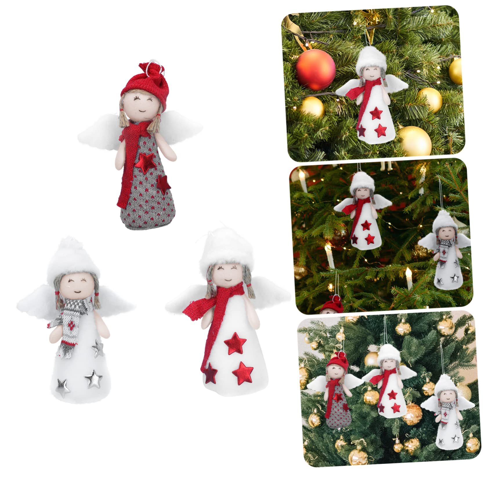 Cabilock 6 Juegos Decoración Navideña Arboles De Navidad Decoraciones Colgantes Navideños Muñecos Navideños Ornamento De La Escena del Festival Decoración Colgante De Ángel 3 Piezas * 6
