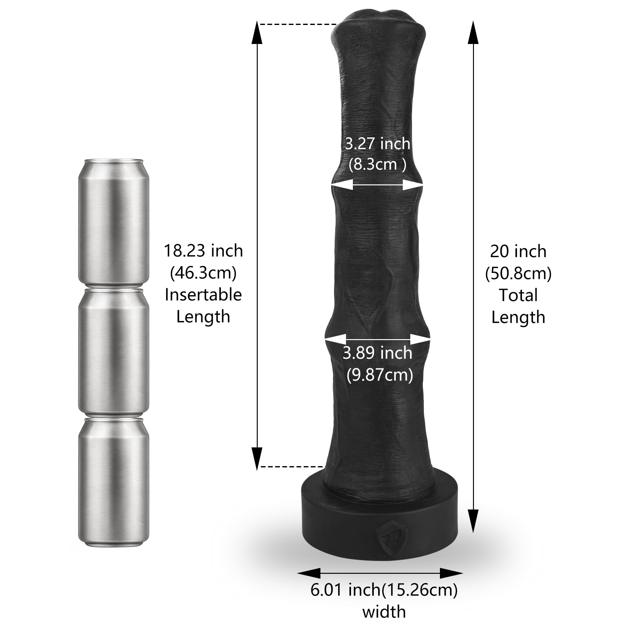 Pene de silicona platino de grado alimenticio Italian Stallion de 50,8 cm - Material que cumple con los estándares de la FDA - Dildo anal gigante extragrande - Vac-U-Lock
