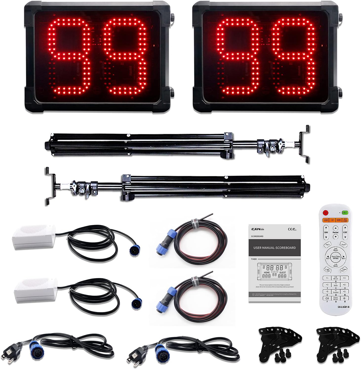 GAN XIN LED Shot Clock Programmable 14/24/30 Seconds Countdown for Basketball Game (GO2D-8Rx2+Tripod) : Sports & Outdoors