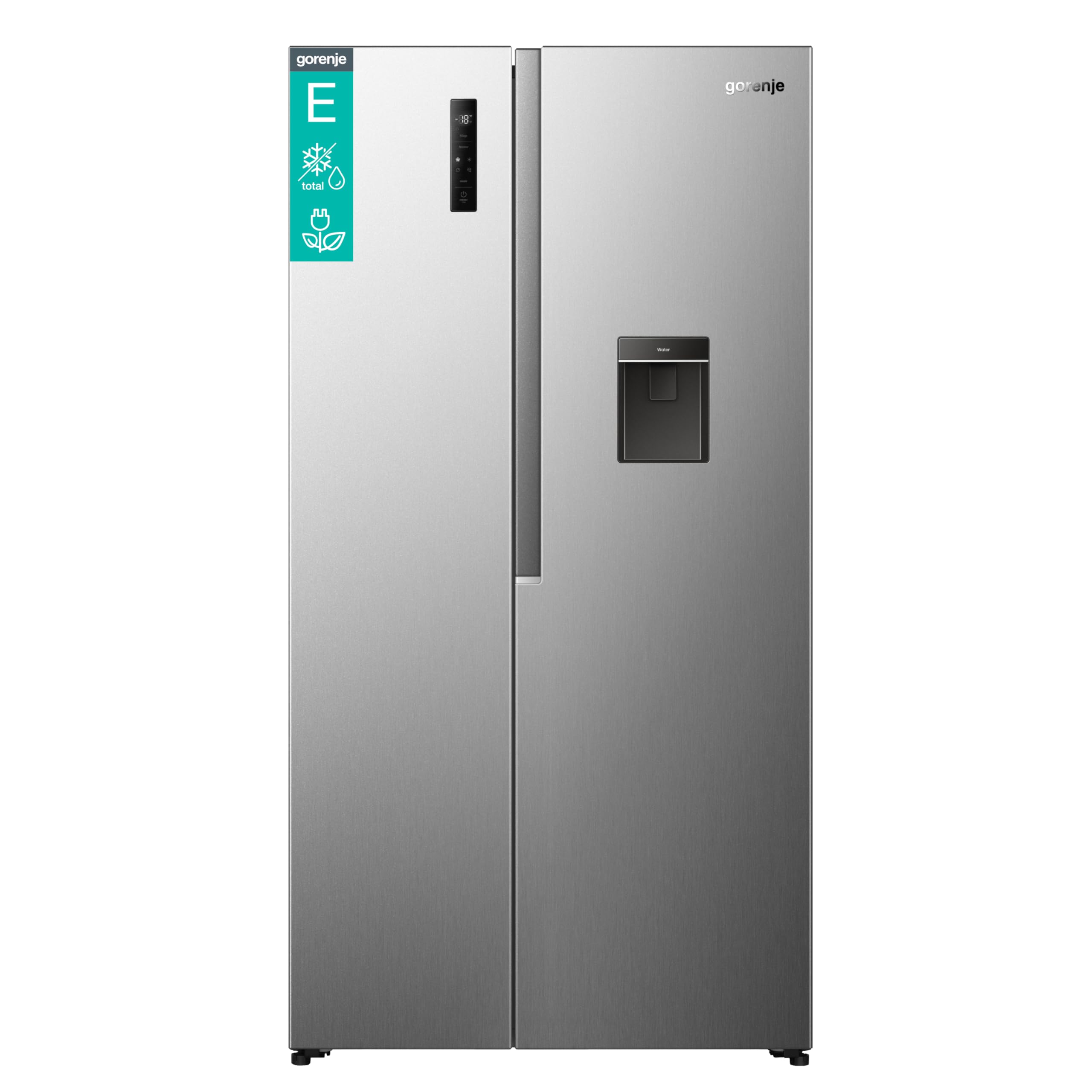 Gorenje NRS917E41XWD Kühl-Gefrierkombination/Freistehend/ 541L/ 39dB/ EEK: E/NoFrost Plus/Wasserspender/Multiflow 360°/ CrispZone/SuperCool/FastFreeze/(BxHxT): 91,1 × 178,6 × 61,5 cm/Grau