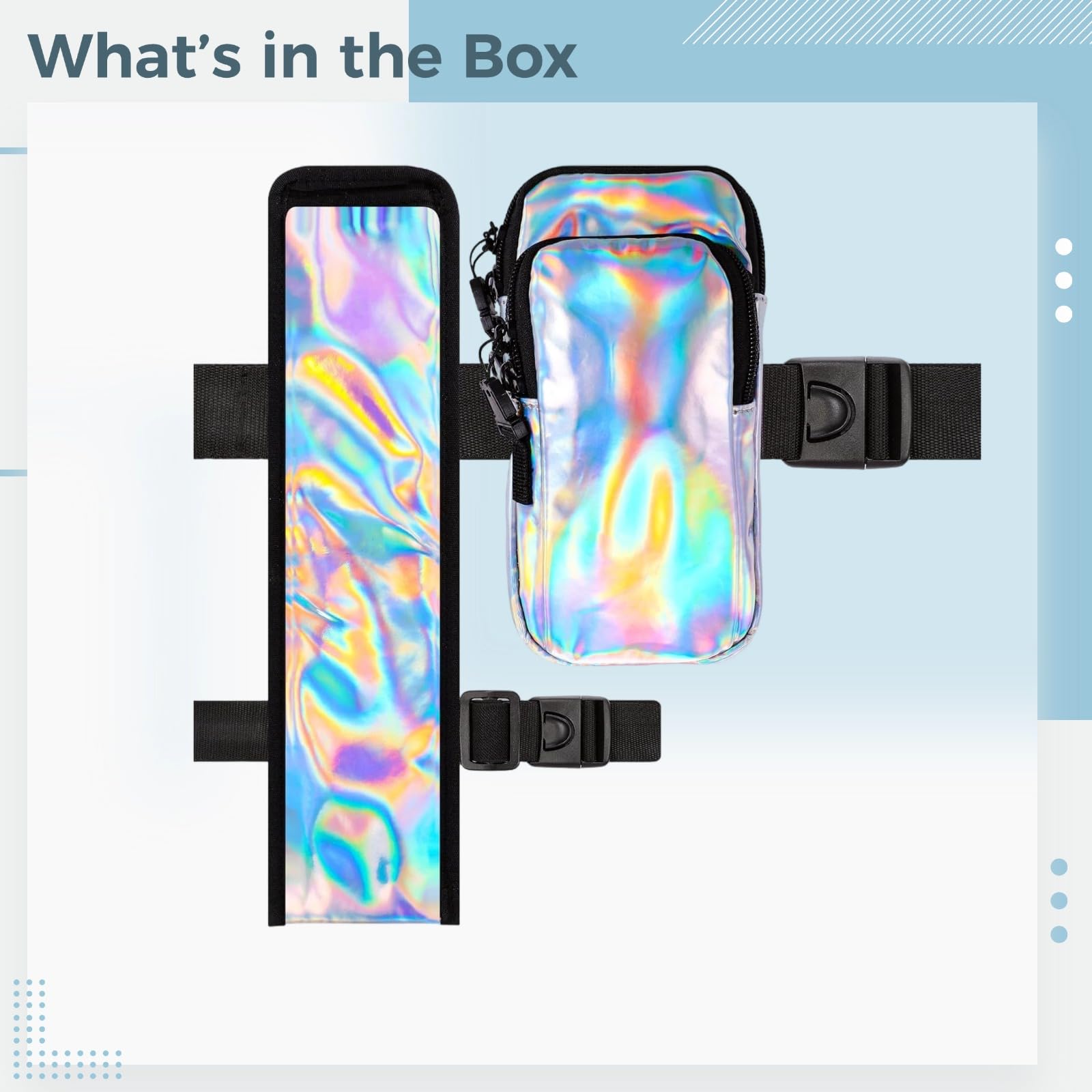 Oberschenkeltaschen-Set, Silberne Rave-Bauchtasche mit verstellbarem Beingurt, Festival- und Tanzzubehör, Handy- und Smartphone-Tasche für Damen, für Partys und Events