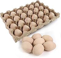 Vista 1 de Huevos de Pascua SallyFashion falsos, 15 unidades, de madera, sin pintar, juego para manualidades, decoración de cocina, alimento de juguete