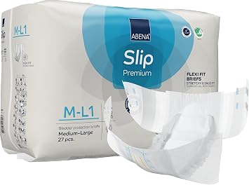 Abena Slip Flexi-Fit Premium Incontinence Briefs ، المستوى 1 ، (متوسط إلى كبير جدًا) ، متوسط / كبير ، 108 Count