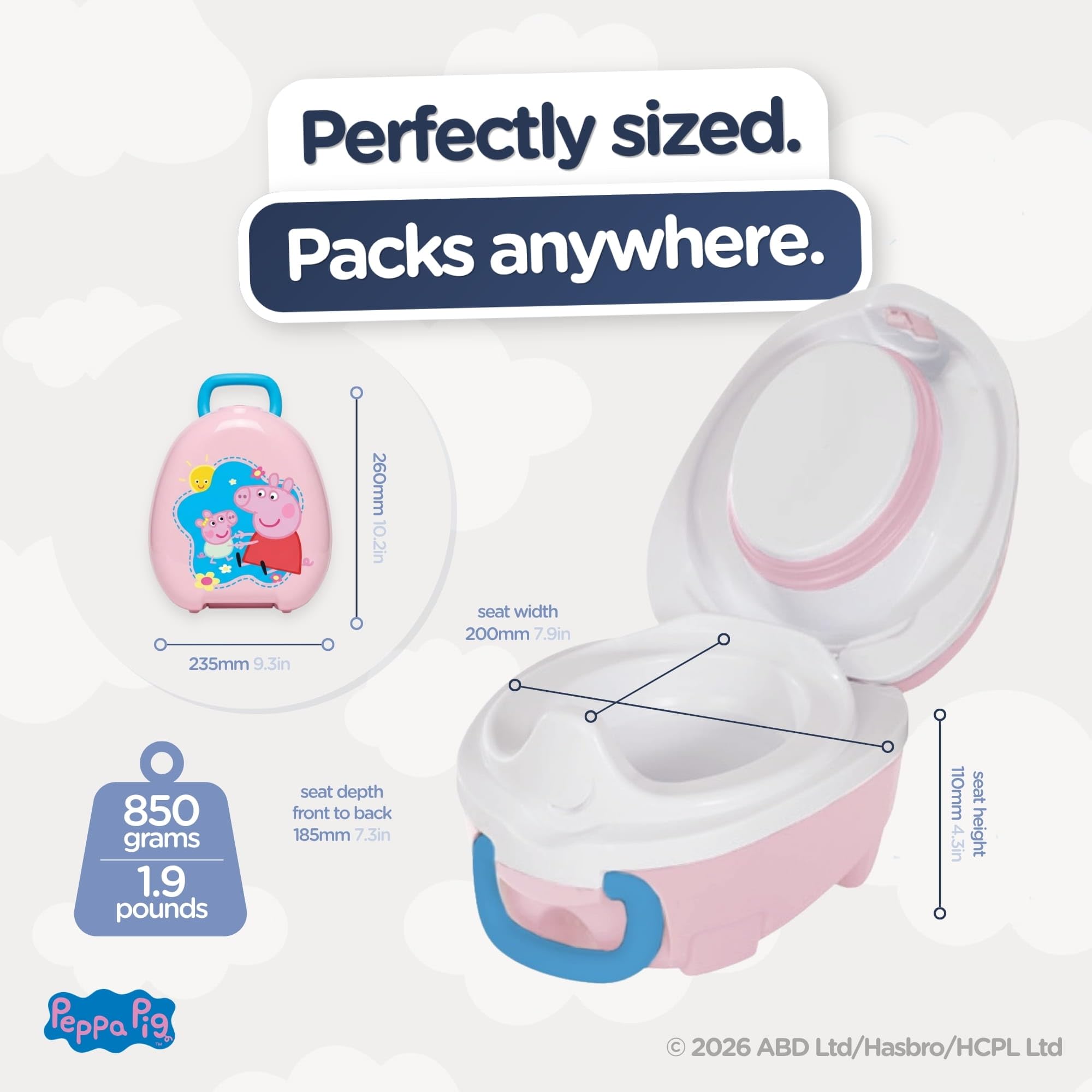My Carry Potty- Reise-Töpfchen mit Peppa Pig Charakter, preisgekrönter, tragbarer Kleinkind-Toilettensitz für Kinder, die überall hin mitgenommen werden können