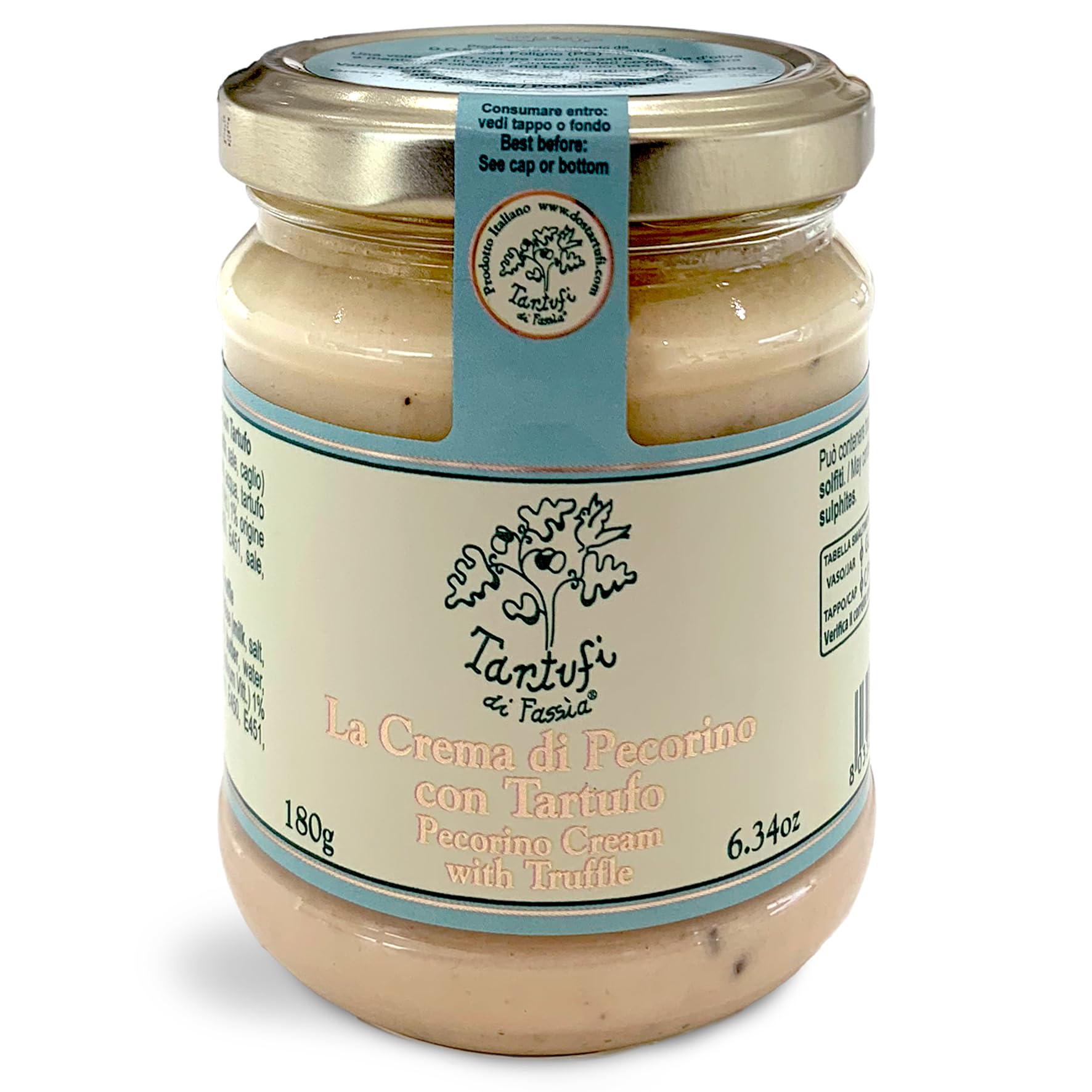 DOS Tartufi - Crema de Queso Pecorino con Trufas | Producción Artesanal Italiana | Para Entrantes y Platos Principales | 180g