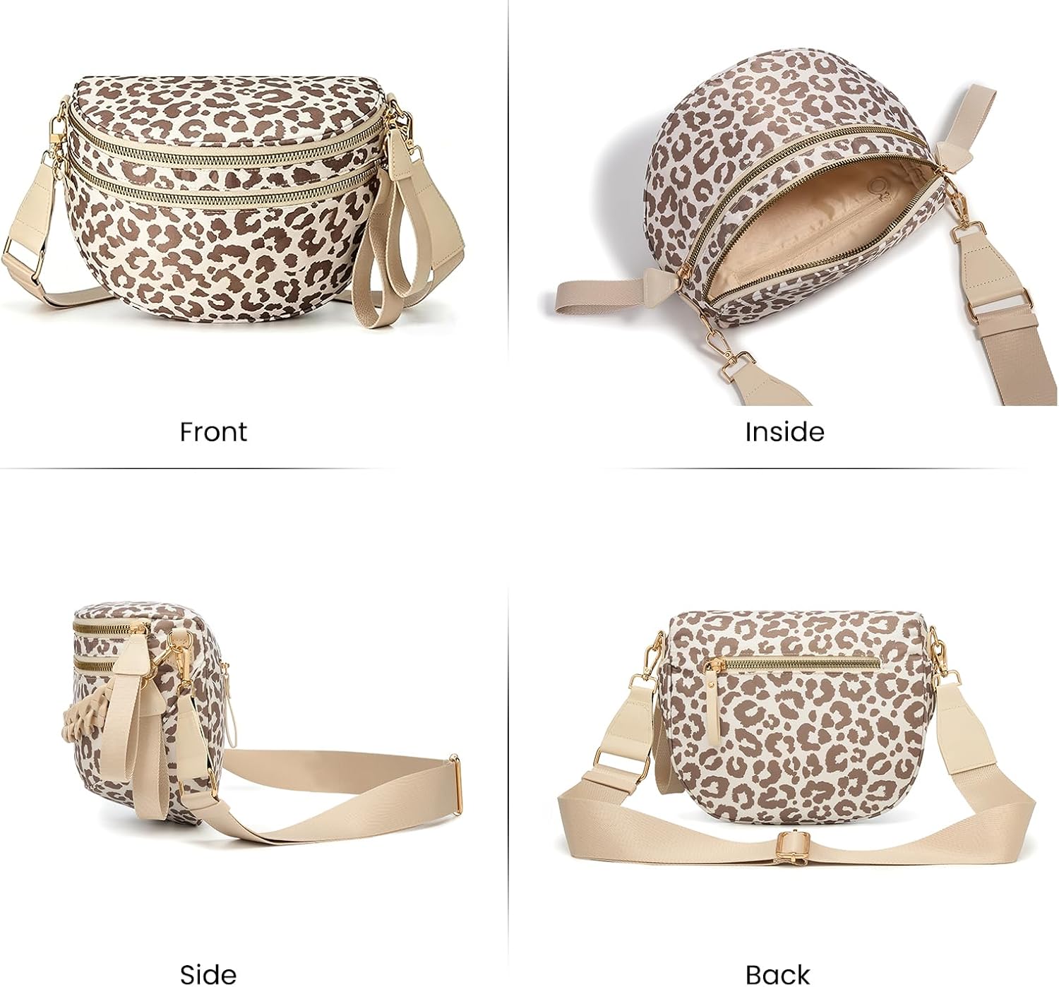 Nylon Leopard Crossbody Bags Bum Bag for Women Large Sling Purse image 4