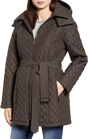 hooded quilted coat womens