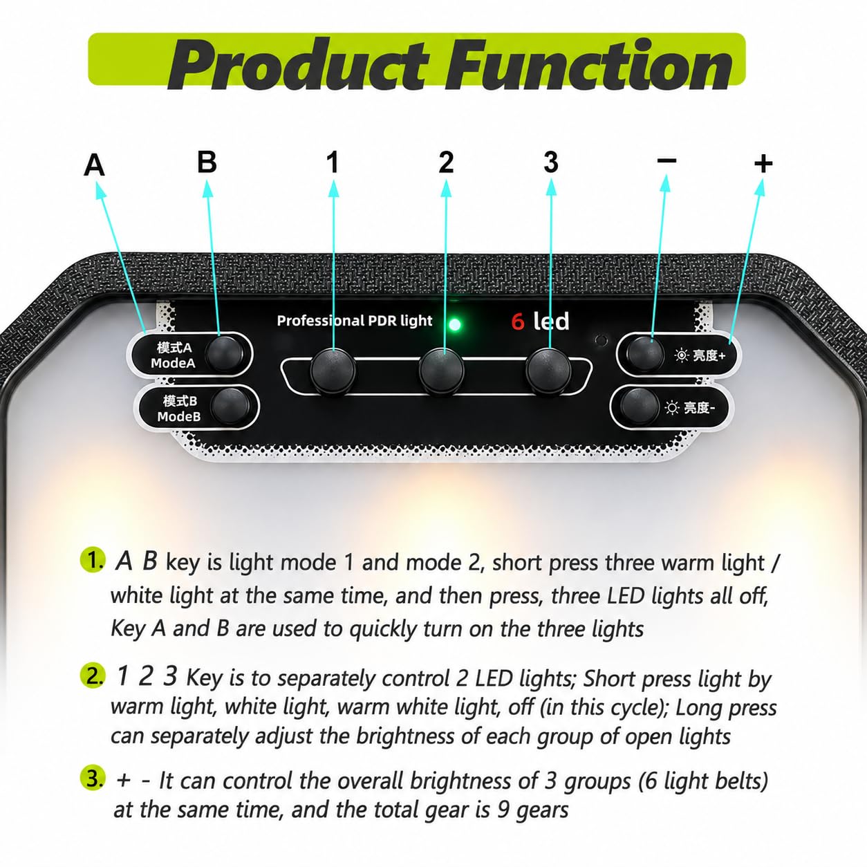 Tablero reflectante LED PDR de 95 cm con soporte ajustable con ruedas