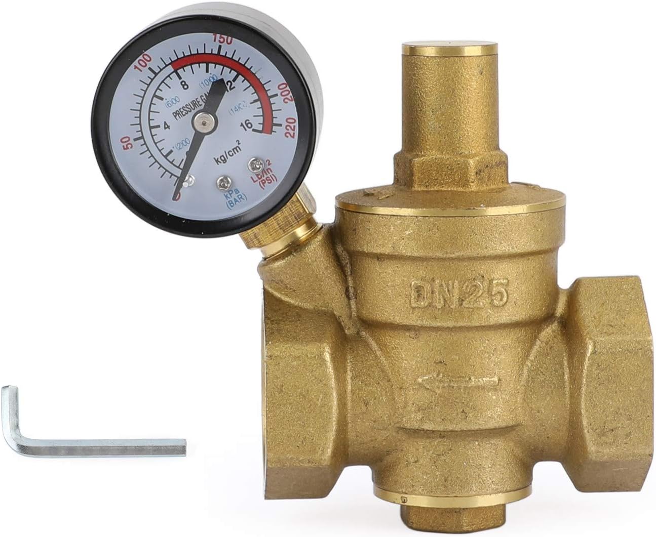Topteng DN25 1" Brass Adjustable Water Pressure Reducing Regulator Valves With Gauge