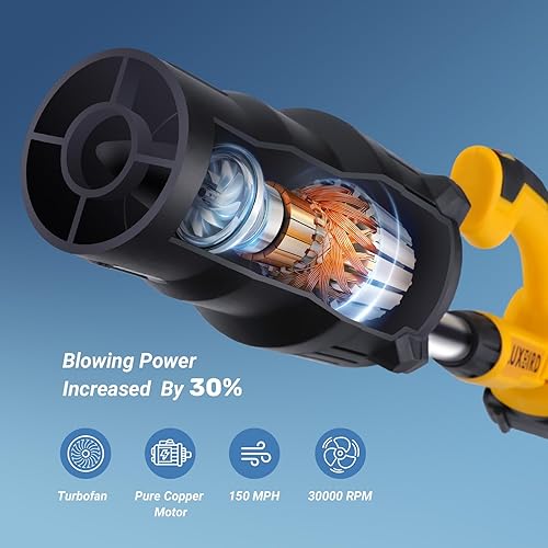 Miniatura 3 de Soplador de hojas inalámbrico de 21 V con batería de 4.0 Ah, 5 velocidades variables de hasta 150 MPH, soplador eléctrico ligero para limpiar