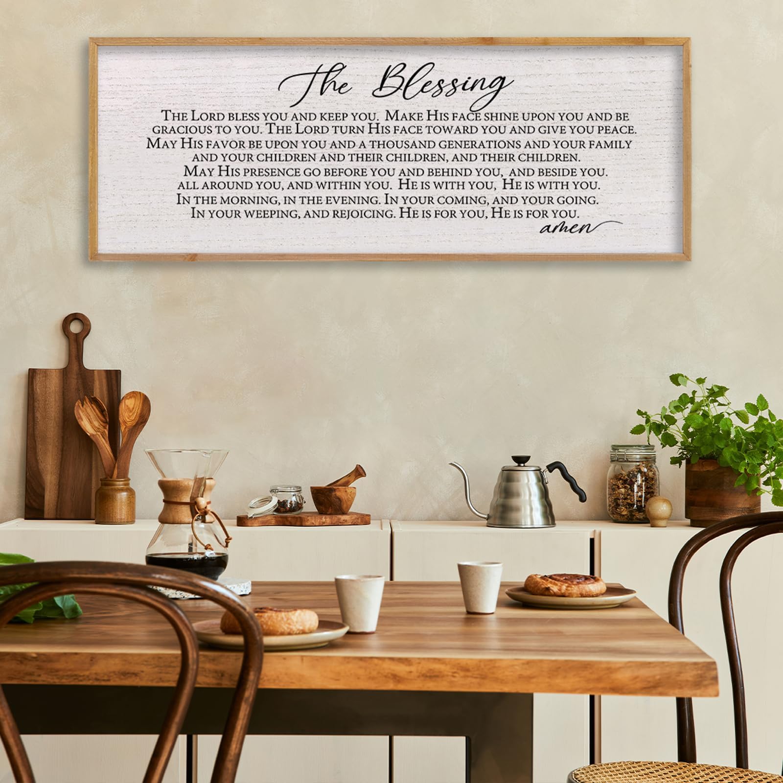 LuZhiQiang The Blessing Christian Song Lyrics Wall Decor 40''×15'' Scripture May The Lord Bless You Bible Verse Wall Art Sign (Wood)