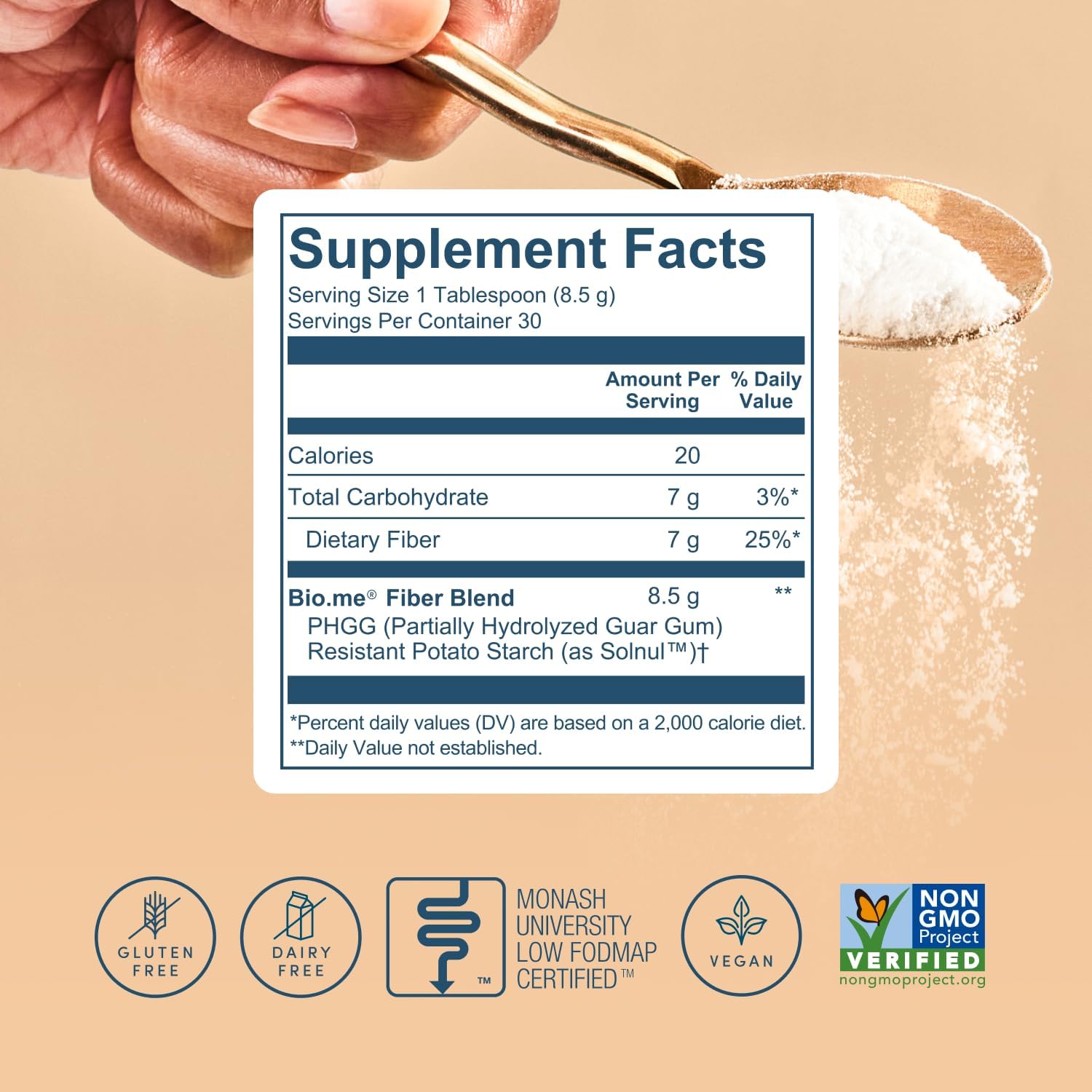 Bio.me Daily Prebiotic Fiber Powder Unflavored - 7g Per Serving - Soluble & Insoluble Fiber Supplement Powder for Women & Men - Digestive Health & Gut Health - GLP-1 Friendly, Sugar Free - 30 Servings - Image 6