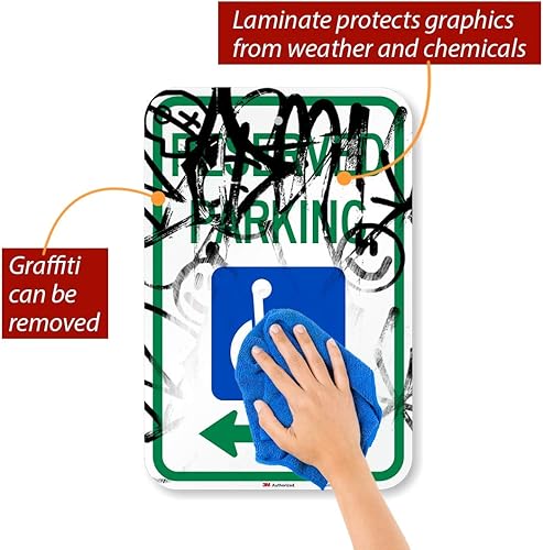 Miniatura 8 de SmartSign - Letrero federal de estacionamiento para discapacitados con flecha derecha de 12 x 18 pulgadas, aluminio reflectante de alta intensidad 3M