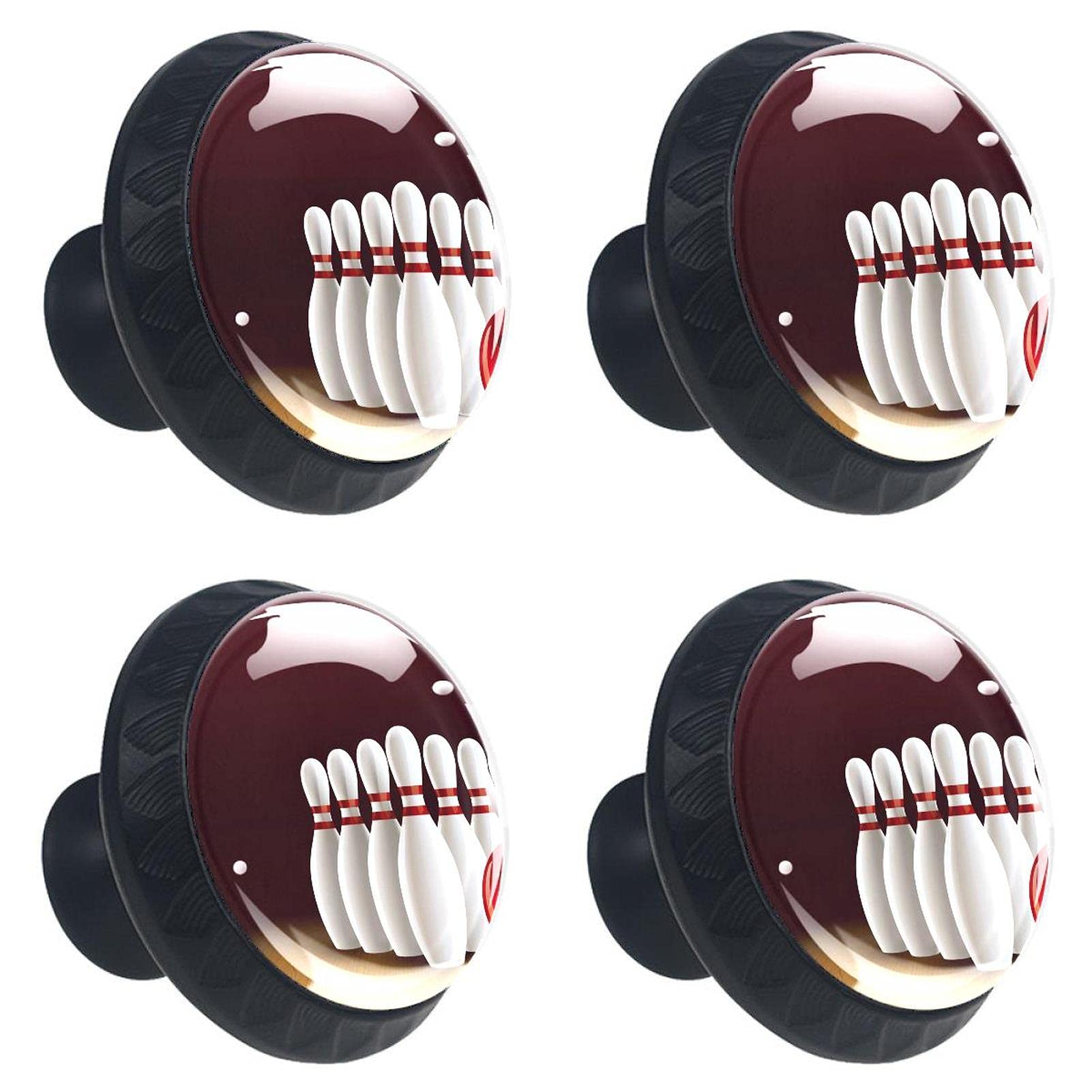 Boutons de tiroir en verre 30 mm Bowling Lane lot de 4 avec vis de fixation incluses