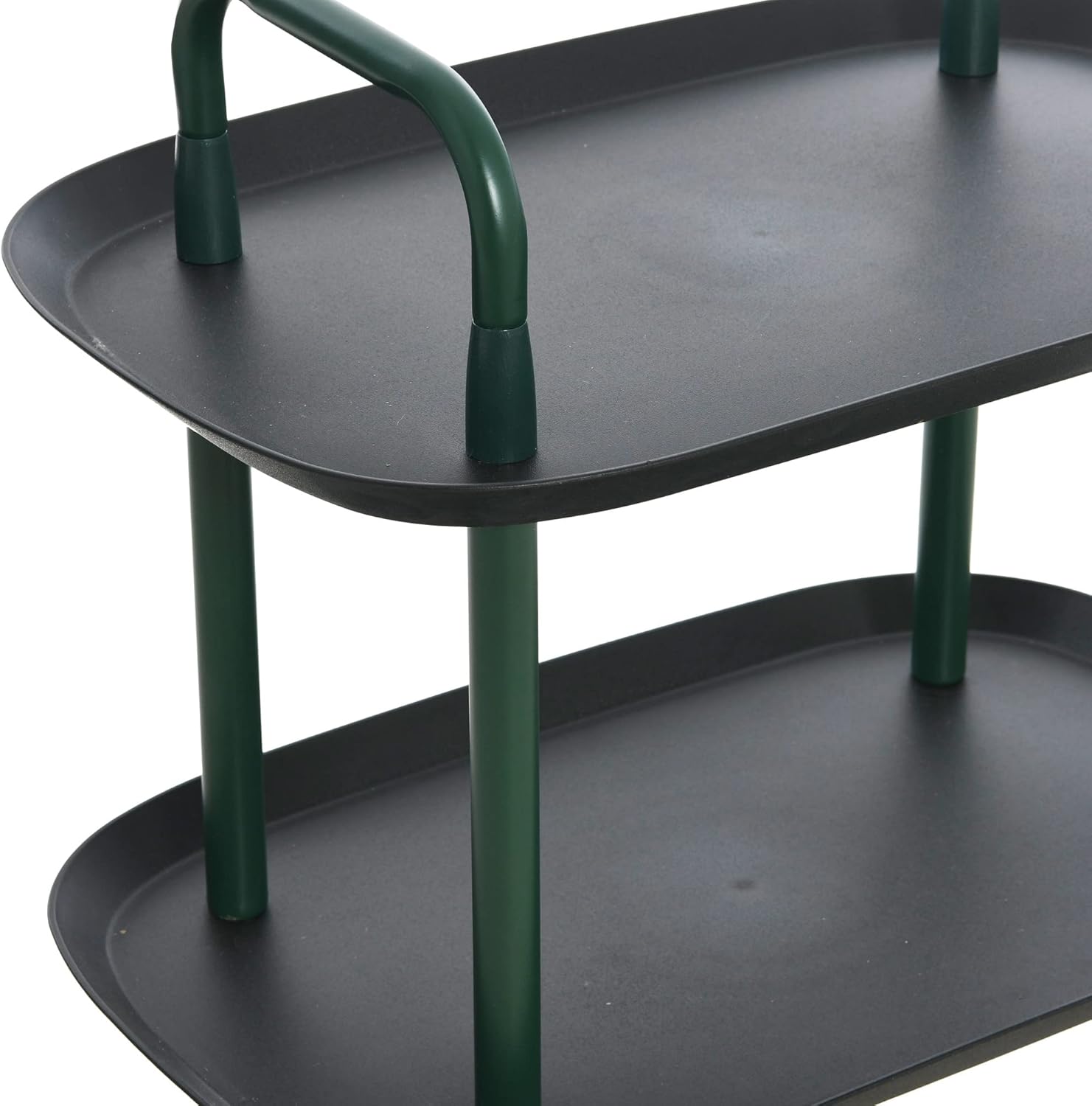 Main + Mesa Modern Plastic and Metal 2-Tier Trolley, Black and Dark Green