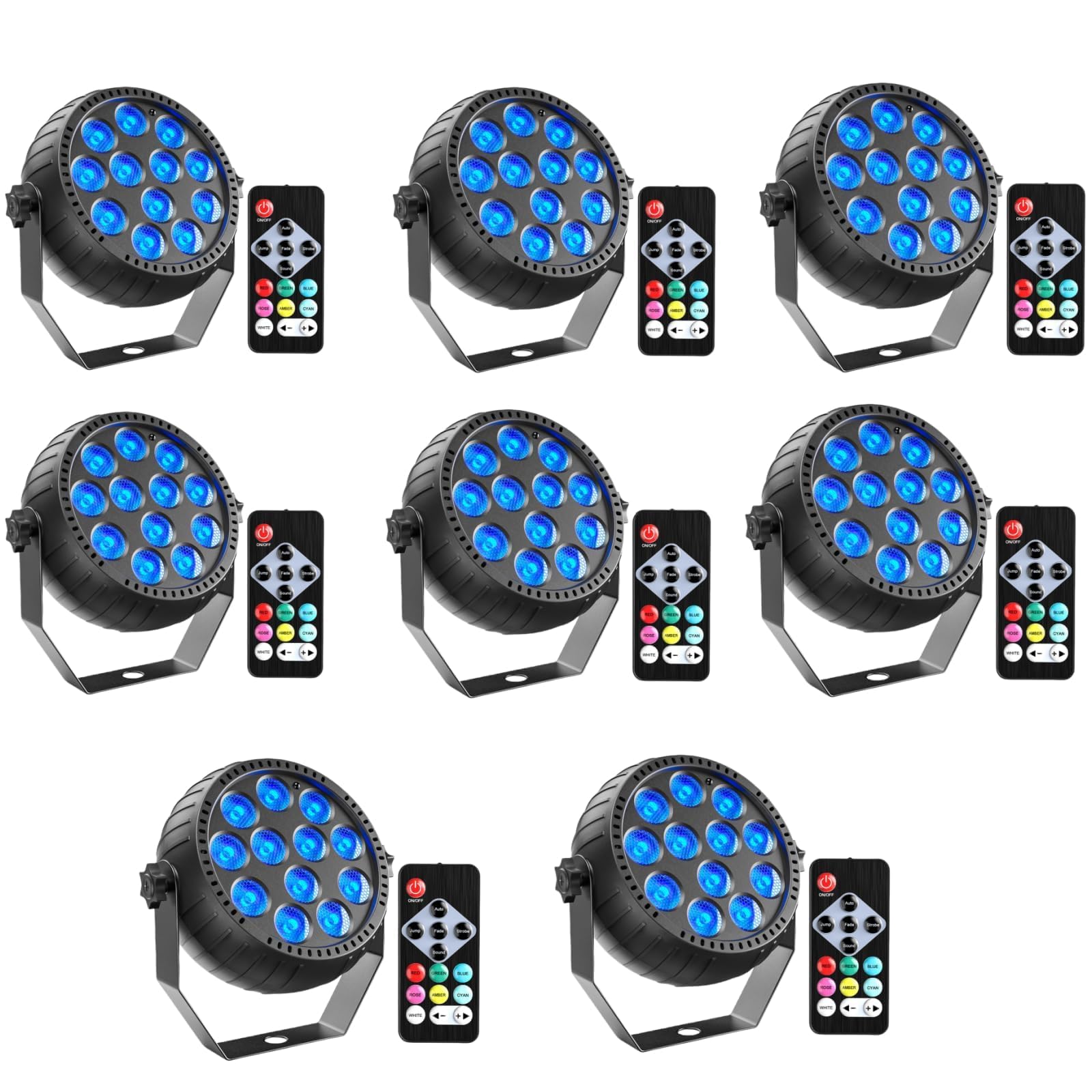 8PCS Wiederaufladbar RGB LED Par Scheinwerfer, 12 LED Strahler Akku mit Fernbedienung Partylicht Bühnenlicht für Party Bar Bühne DJ Disco Hochzeit Halloween Weihnachten