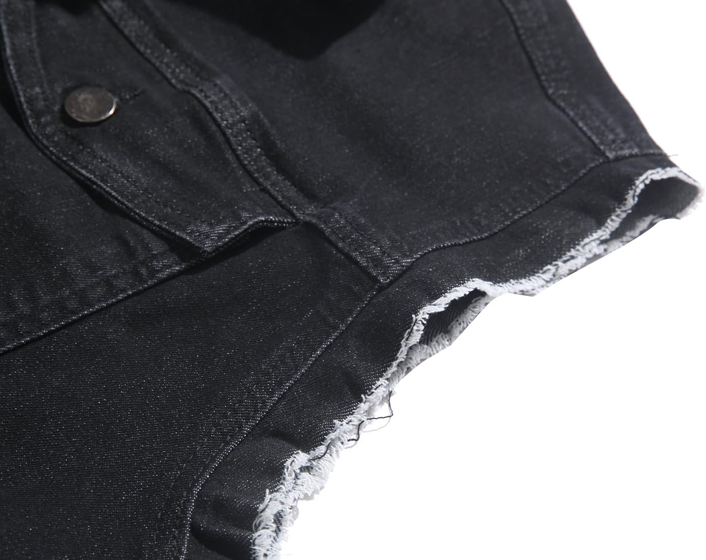 RANMCC Men Distressed Sleeveless Denim Vest Slim Lapel Ripped Jean Outerwear
