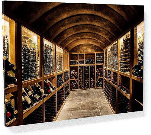Sense Canvas Lienzo decorativo de 13 barriles de bodega de vinos, decoración del hogar, póster de pared XL, 48 x 36  1.5 pulgadas