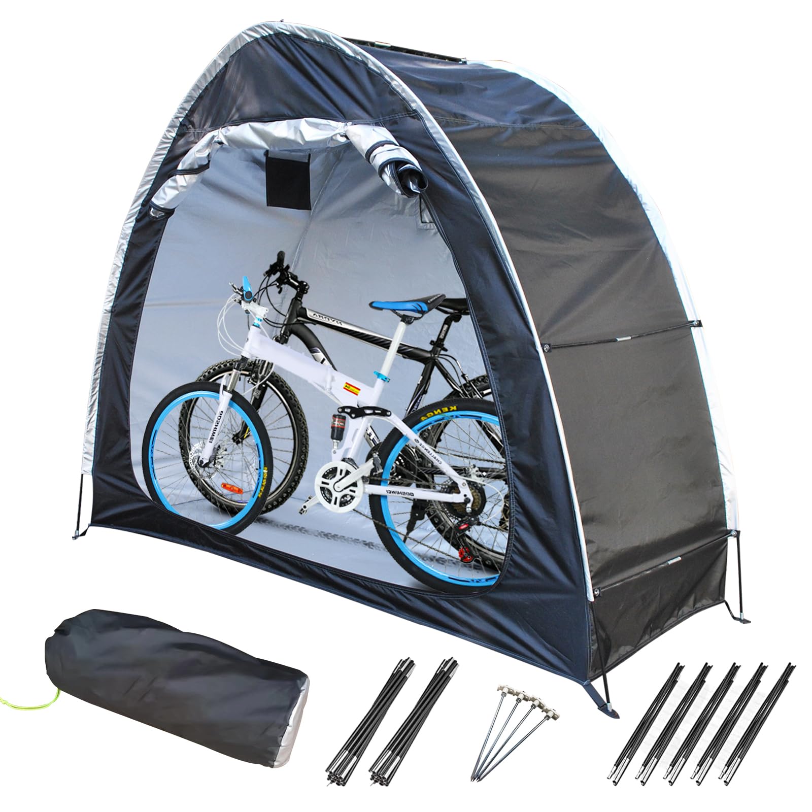 Tenda per deposito bici da esterno - Copertura per bicicletta impermeabile Tessuto Oxford 210D per protezione esterna da tutte le condizioni atmosferiche con prese d'aria Copertura grande per giardi Tenda per deposito bici da esterno - Copertura per bicicletta impermeabile Tessuto Oxford 210D per protezione esterna da tutte le condizioni atmosferiche con prese d'aria Copertura grande per giardi