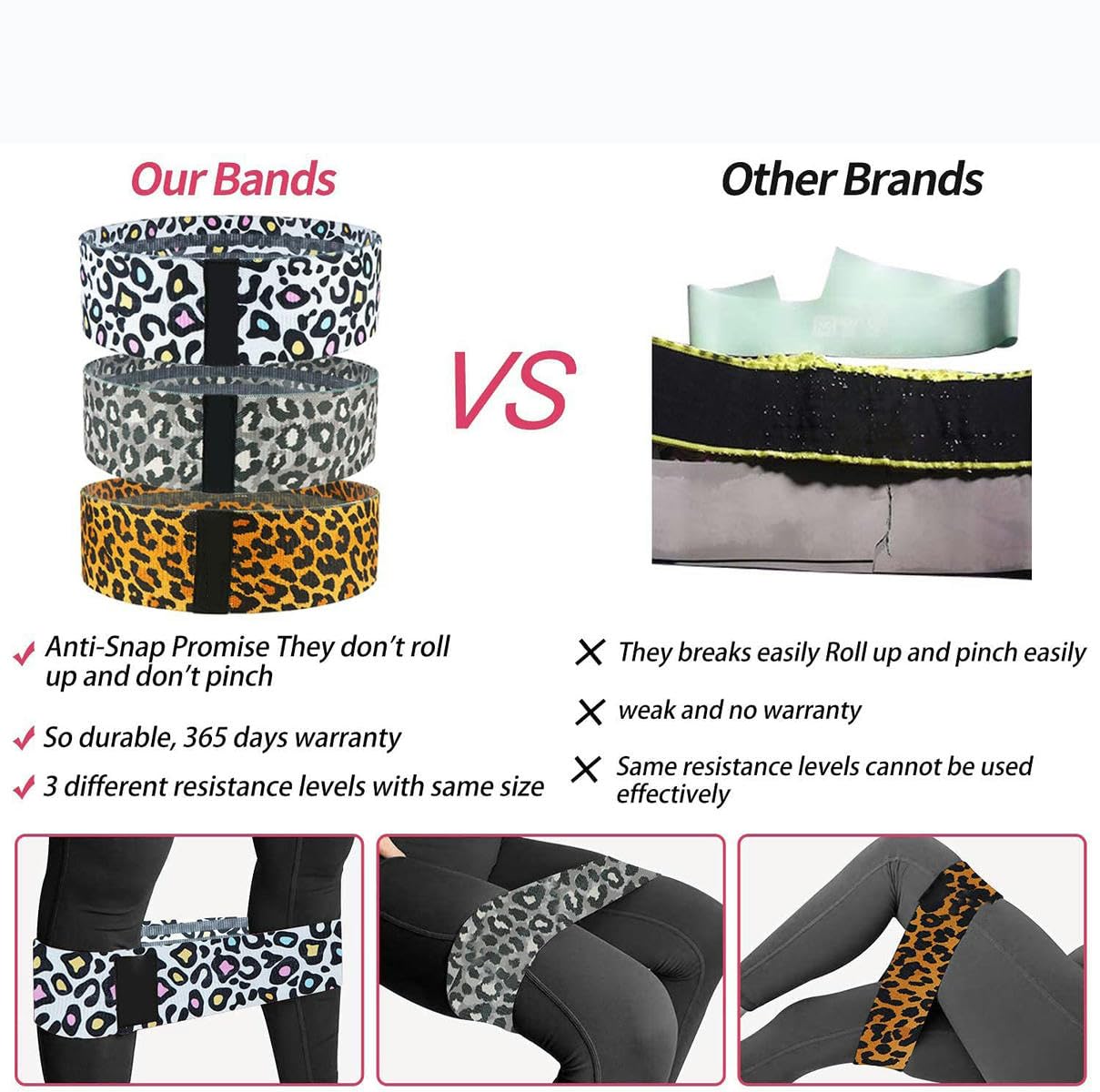 Kit 3 Fasce Elastiche Di Resistenza Per Allenamento E Fitness Per Molti Esercizi Di Tonificazione In Particolare Gambe E Glutei Pwbg9u3a P - Foto 6