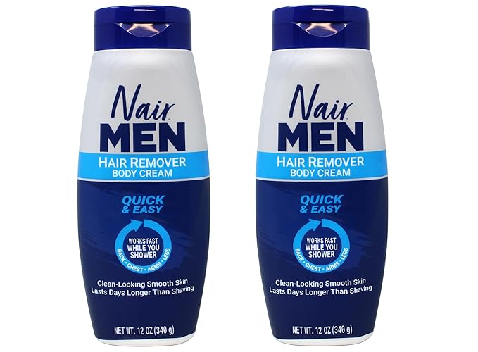 Nair Hair Remover for Men Hair Remover Body Cream, 12 oz (2-Pack)