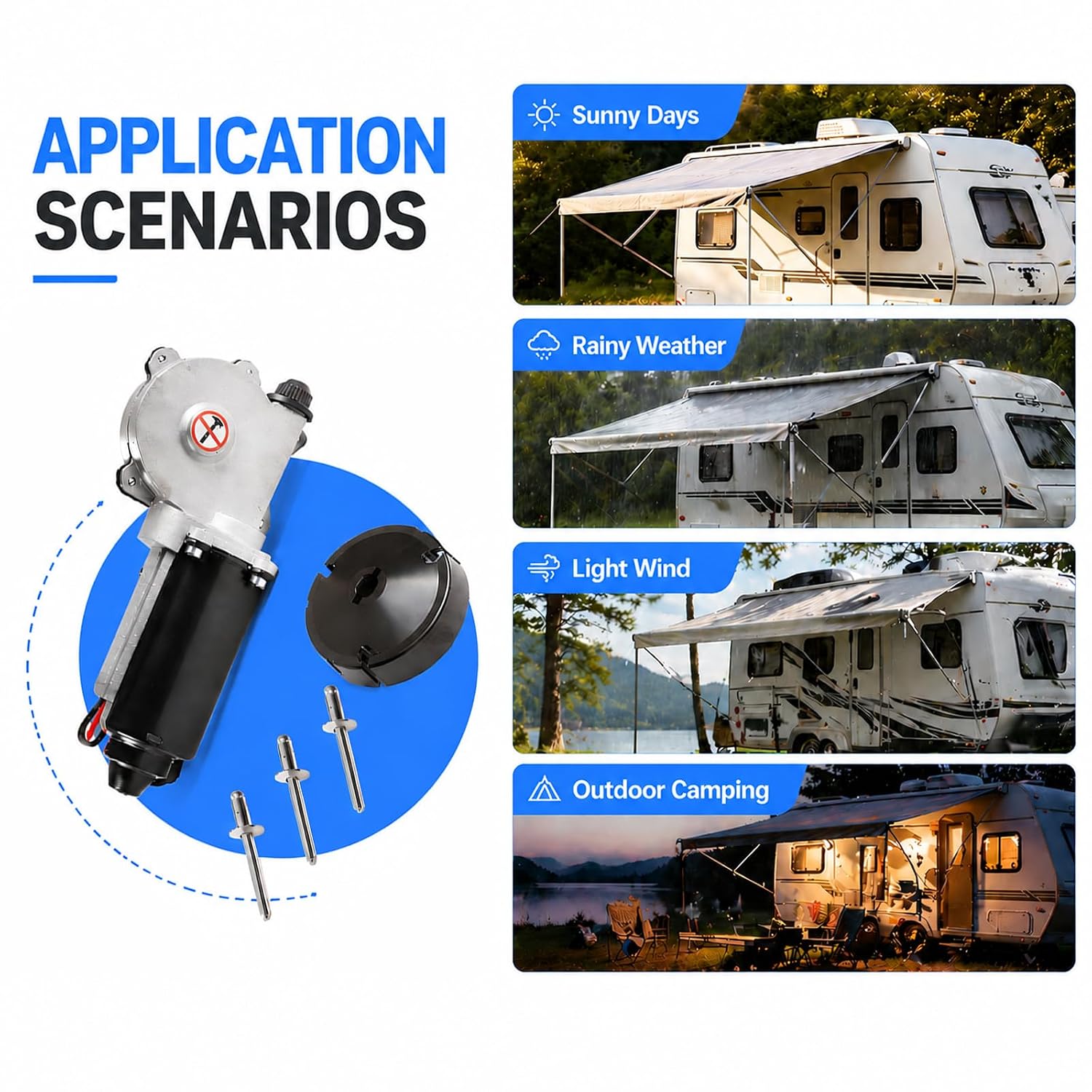 RV Awning Motor Drive Repair Kit 3316605.001 Compatible with Dometic 9200 Series Power Awnings, Replace 3317084.000U 3316605.017 8962001.400U, Black