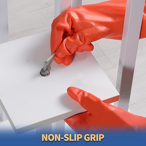 Miniatura 7 de BOOMJOY Guantes de limpieza de PVC con forro, resistentes, para lavar platos, reutilizables, grandes, para cocina, baño, jardinería, trabajos o