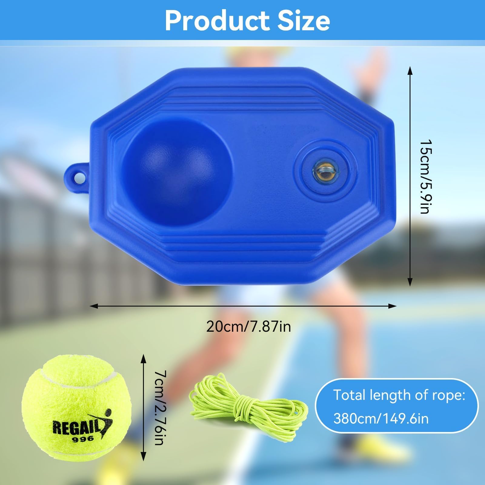 HERCHR Allenatore di Tennis Rimbalzo, Tennis Trainer Base Dispositivo di Allenamento per Tennis Ball Rebounder Attrezzatura da Tennis Portatile Auto-Pratica per Allenamento di Tennis