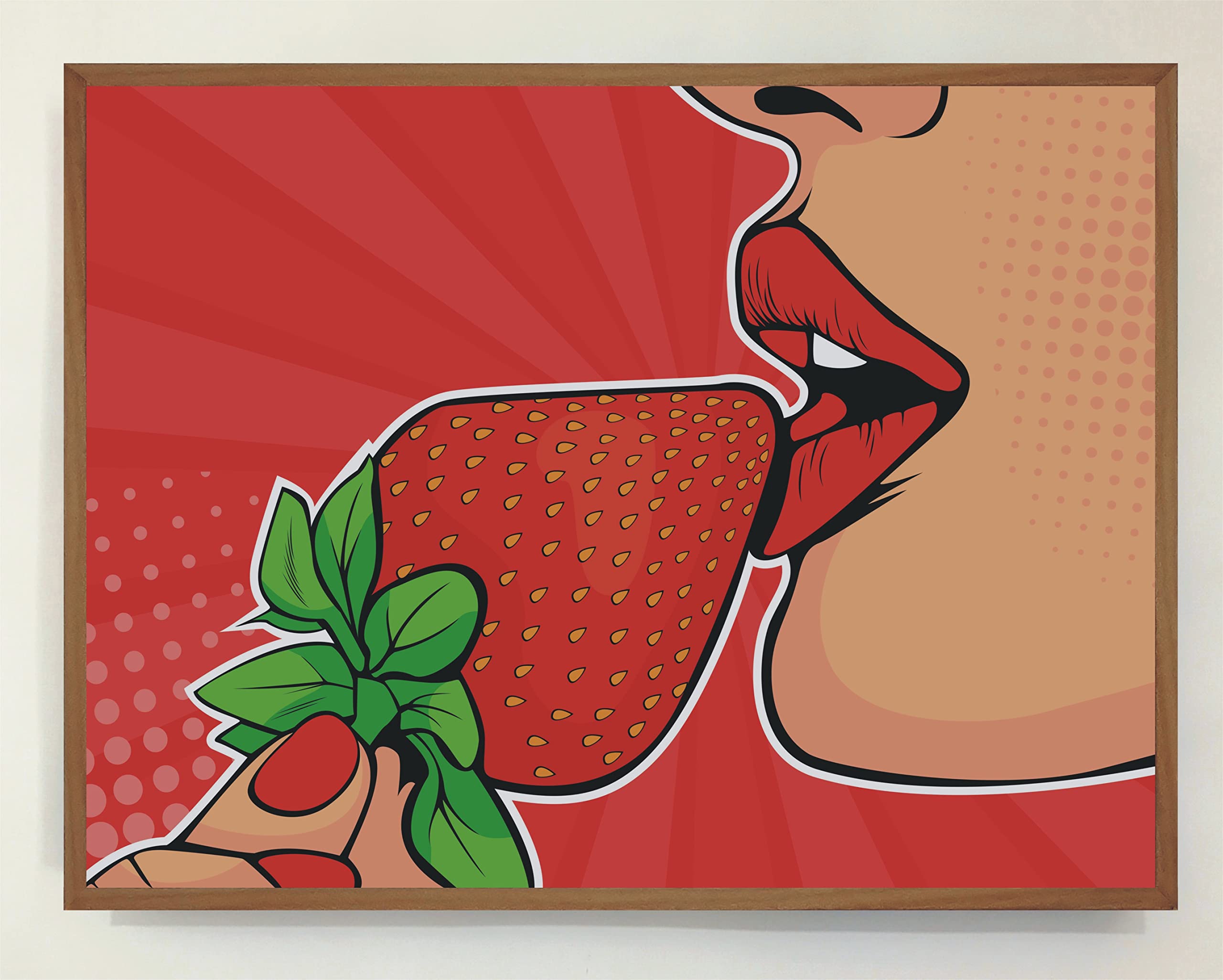Cuadro con Marco Madera Iluminado con Luz Leds Pop Art: Labios de Mujer